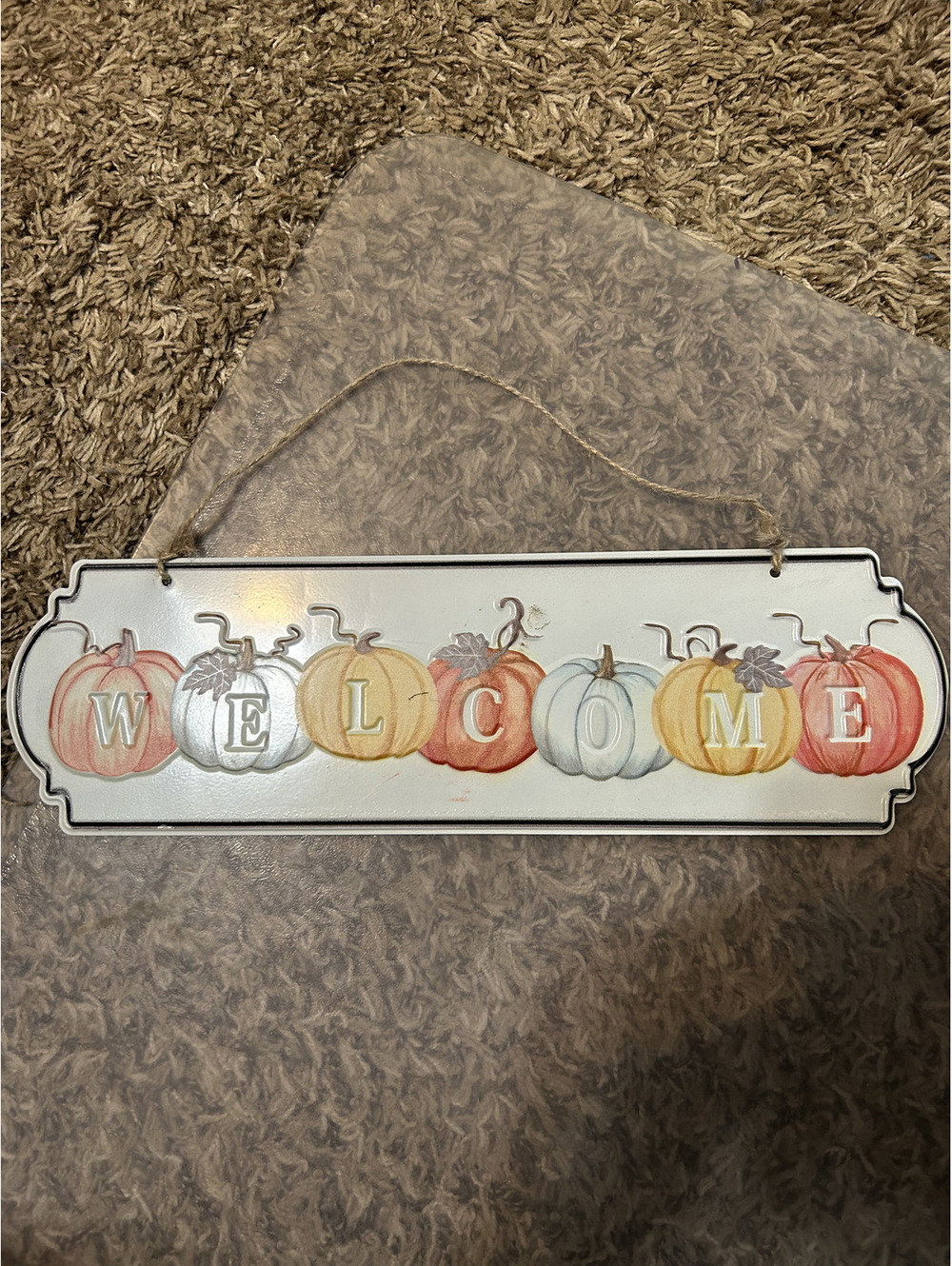 Decorative Welcome Sign with Pumpkin Design for Fall and Autumn